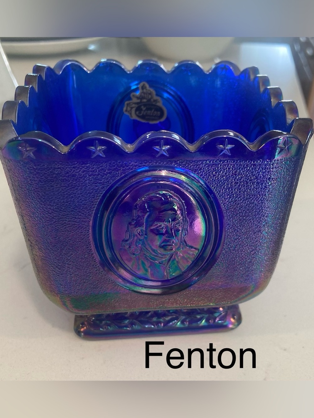 Fenton cobalt blue candy dish